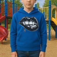 Halloween Vampire Fangs Female Lips Blood Kids Hoodie thumb 2