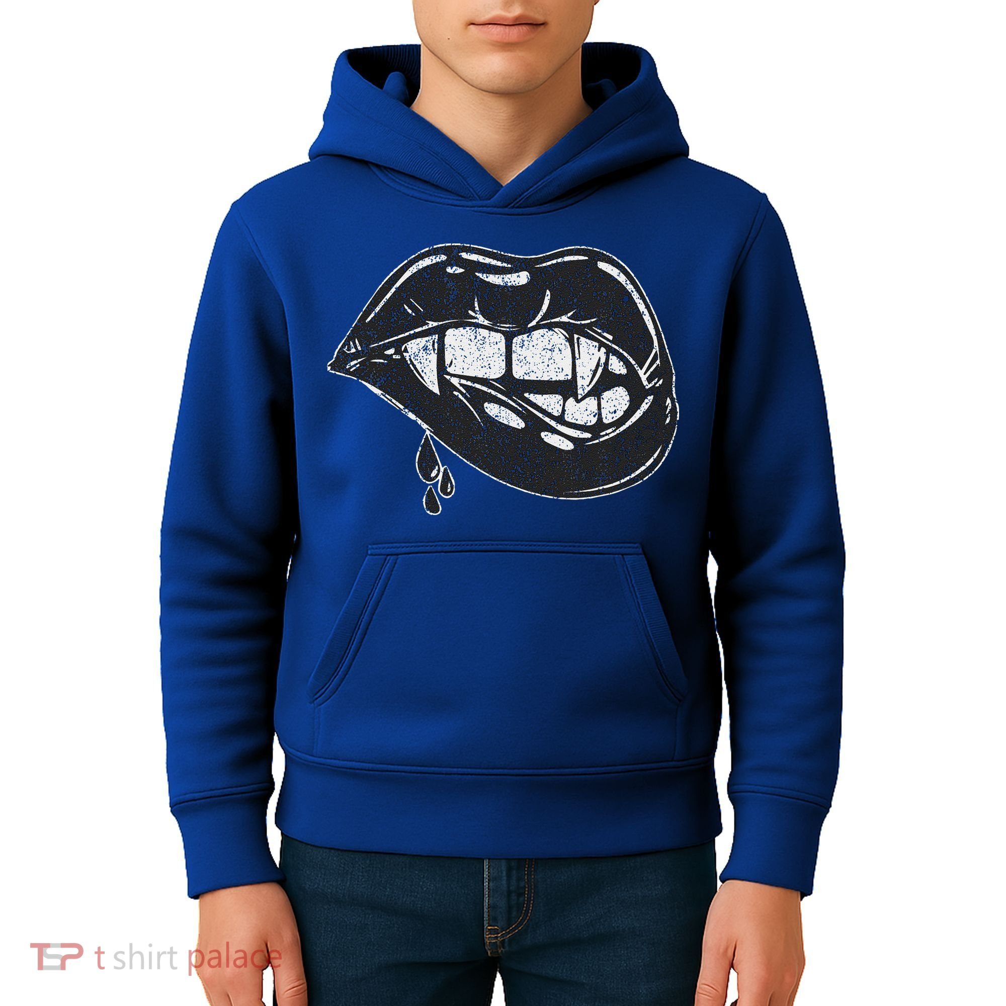 Halloween Vampire Fangs Female Lips Blood Kids Hoodie