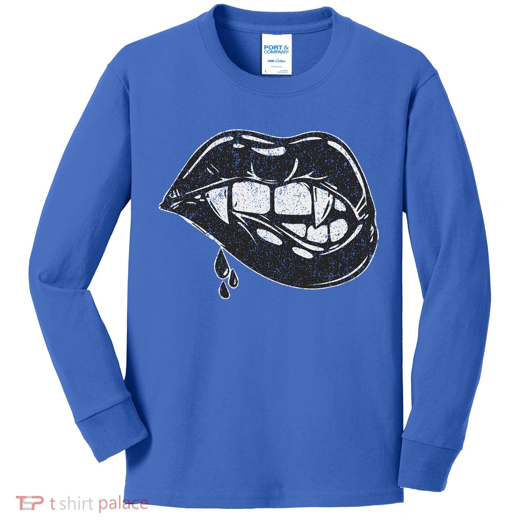 Halloween Vampire Fangs Female Lips Blood Kids Long Sleeve Shirt