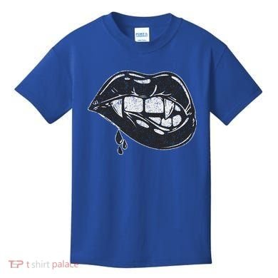 Halloween Vampire Fangs Female Lips Blood Kids T-Shirt