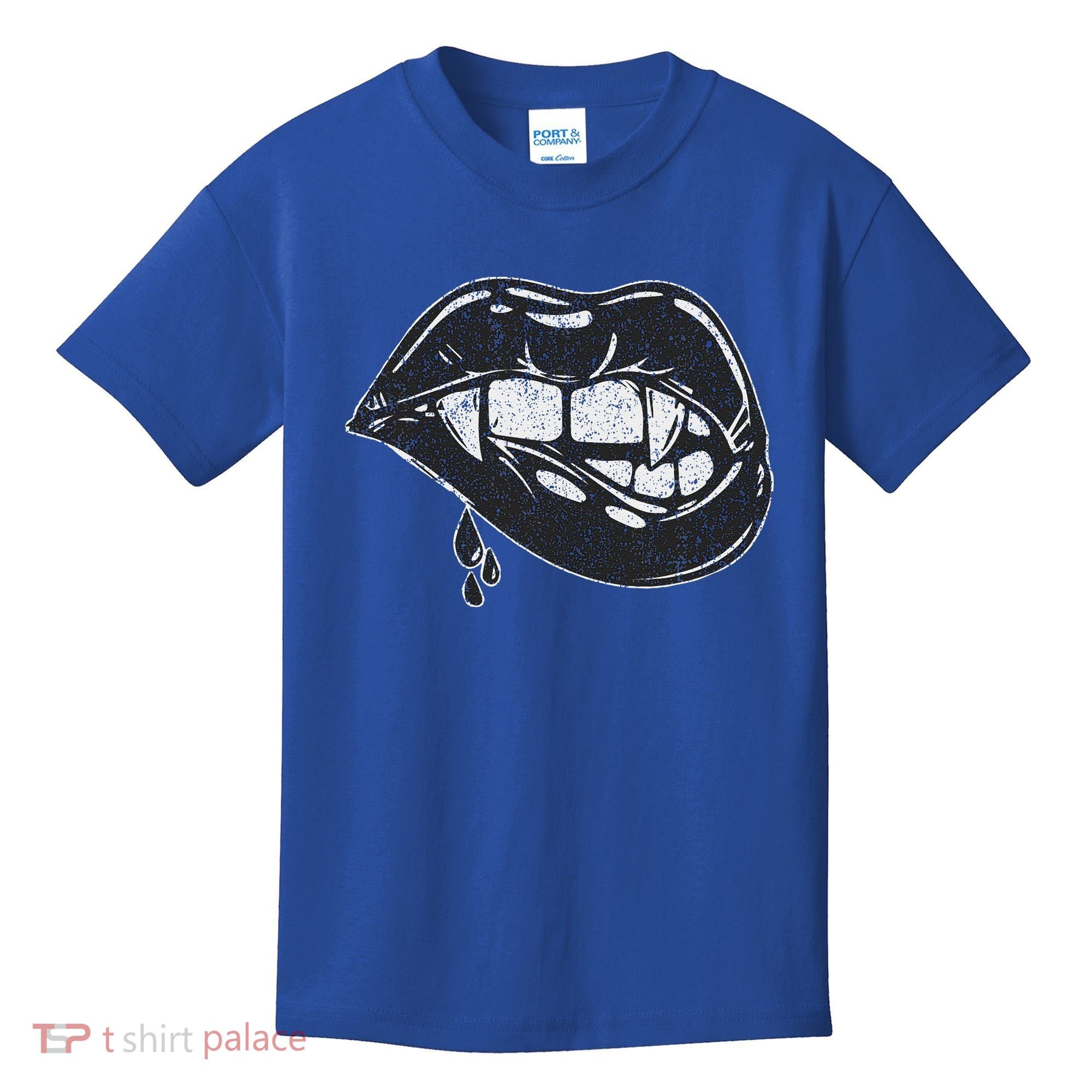 Halloween Vampire Fangs Female Lips Blood Kids T-Shirt