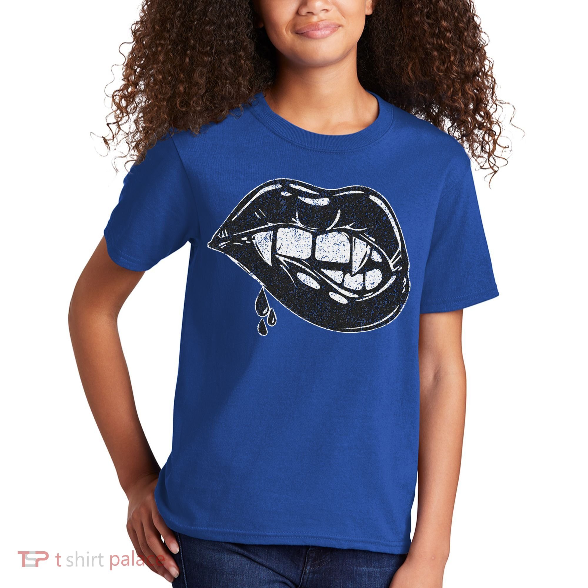 Halloween Vampire Fangs Female Lips Blood Kids T-Shirt
