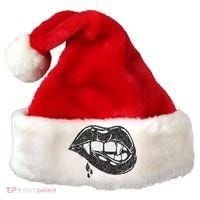 Halloween Vampire Fangs Female Lips Blood Santa Hat thumb 0