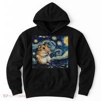 Hamster Van Gogh Style Starry Night Hoodie thumb 0