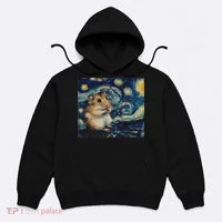 Hamster Van Gogh Style Starry Night Hoodie thumb 0