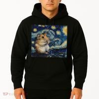 Hamster Van Gogh Style Starry Night Hoodie thumb 2