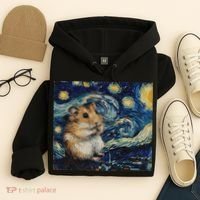 Hamster Van Gogh Style Starry Night Hoodie thumb 4