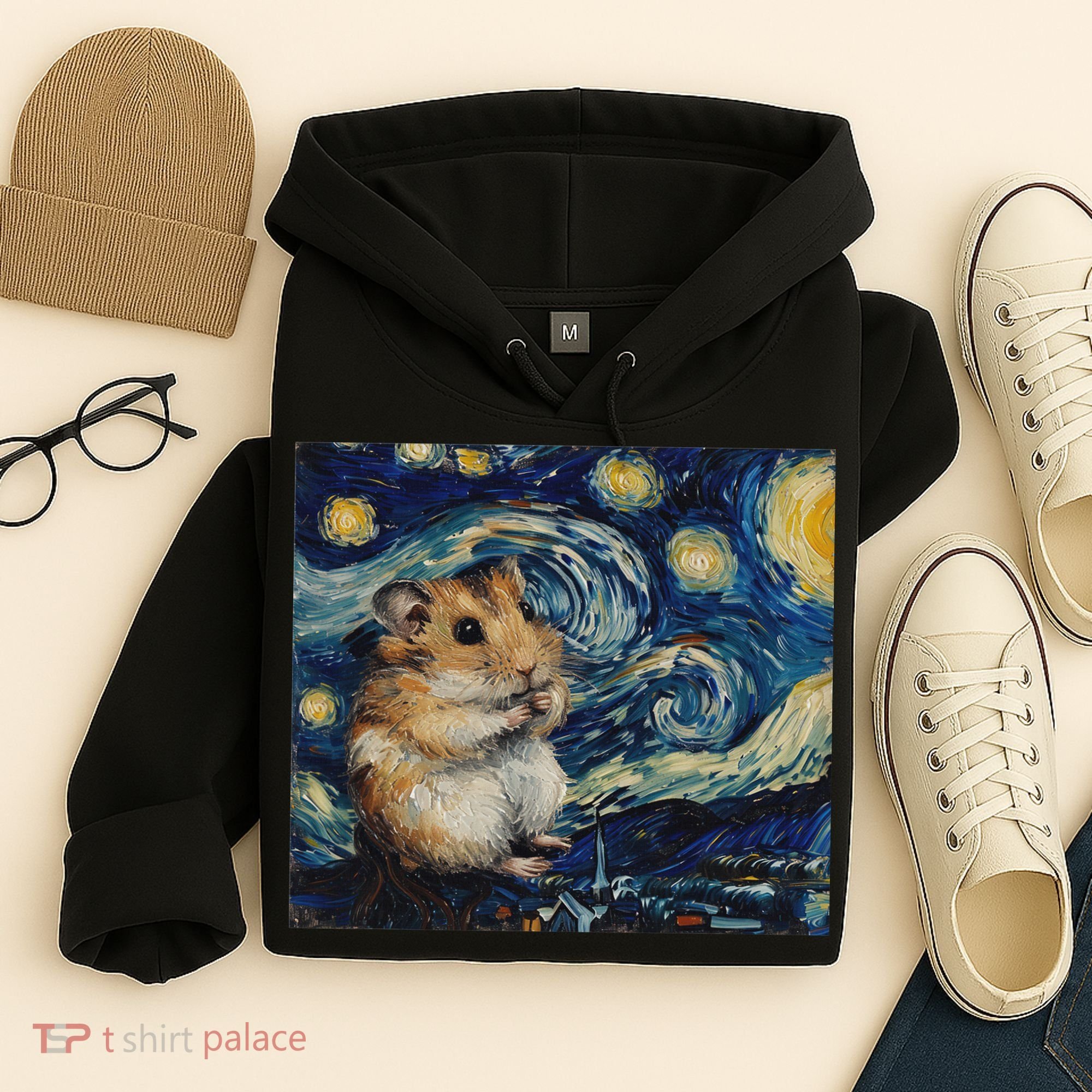 Hamster Van Gogh Style Starry Night Hoodie