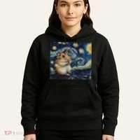 Hamster Van Gogh Style Starry Night Hoodie thumb 5