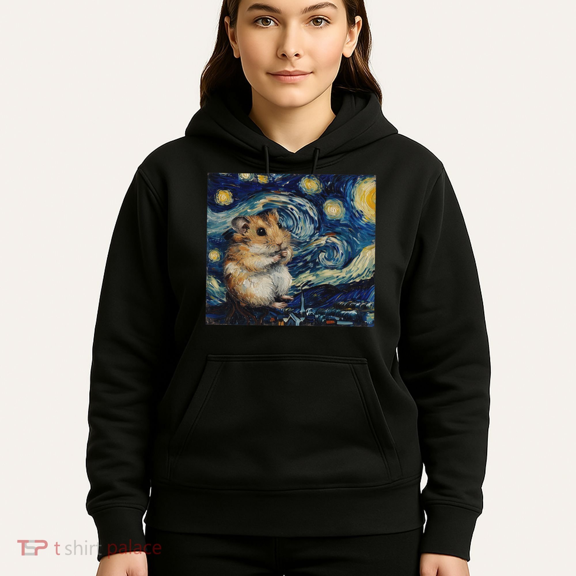 Hamster Van Gogh Style Starry Night Hoodie