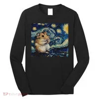 Hamster Van Gogh Style Starry Night Long Sleeve Shirt thumb 0