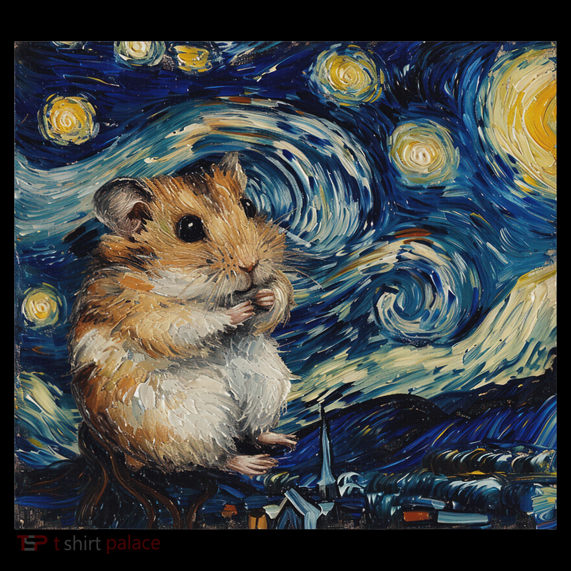 Hamster Van Gogh Style Starry Night Long Sleeve Shirt