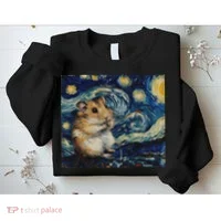 Hamster Van Gogh Style Starry Night Sweatshirt thumb 2