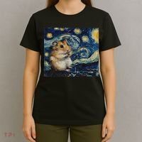 Hamster Van Gogh Style Starry Night T-Shirt thumb 4