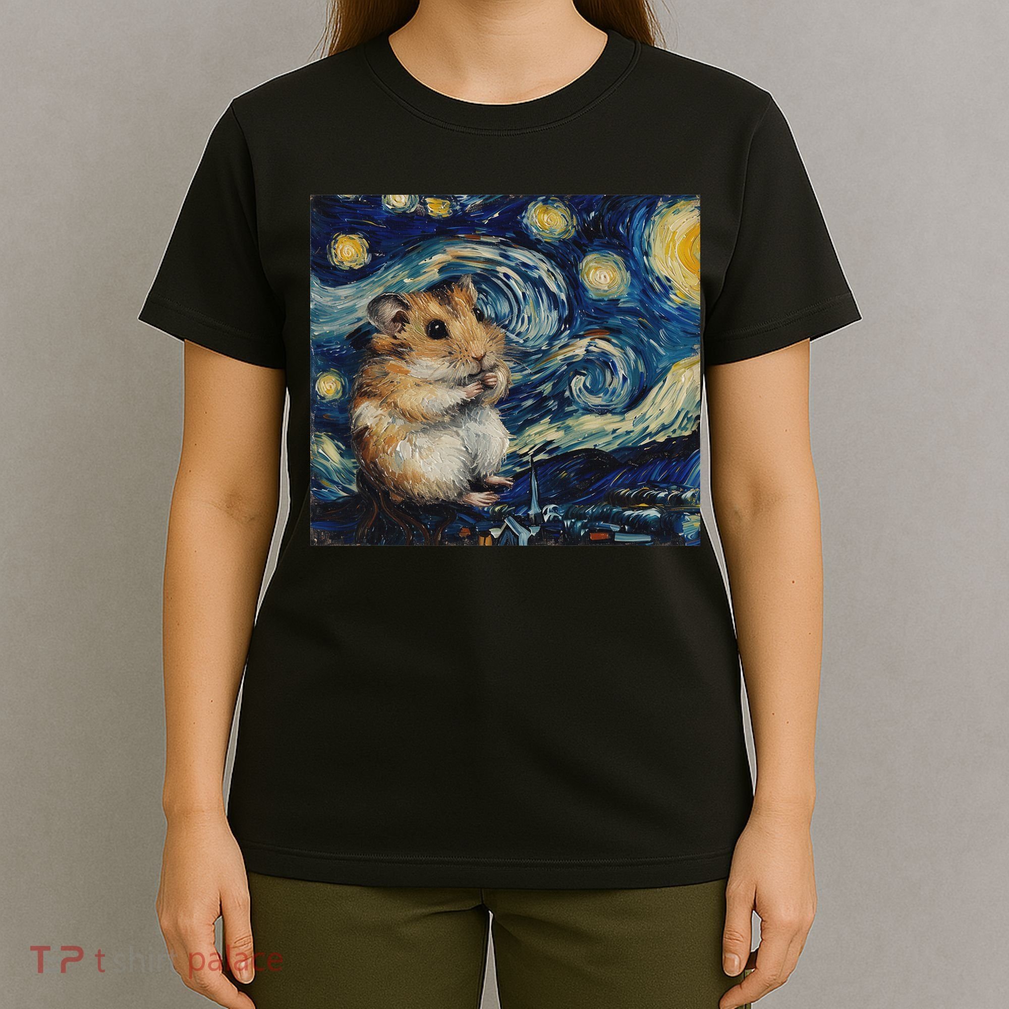 Hamster Van Gogh Style Starry Night T-Shirt
