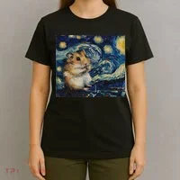 Hamster Van Gogh Style Starry Night T-Shirt thumb 4