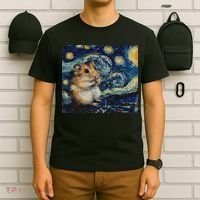Hamster Van Gogh Style Starry Night T-Shirt thumb 6