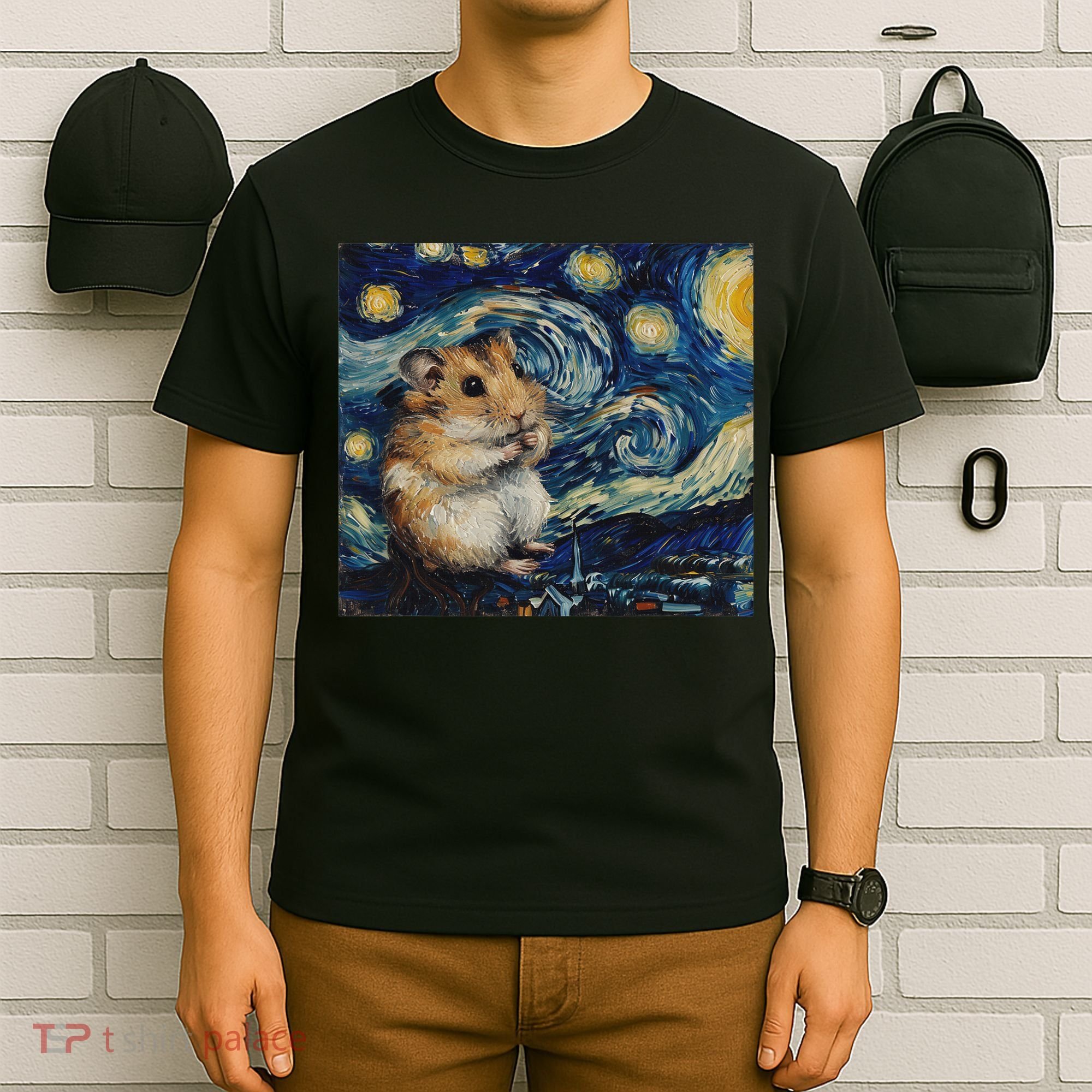 Hamster Van Gogh Style Starry Night T-Shirt
