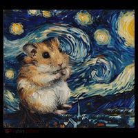 Hamster Van Gogh Style Starry Night T-Shirt thumb 7