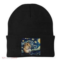 Hamster Van Gogh Style Starry Night Beanie thumb 0