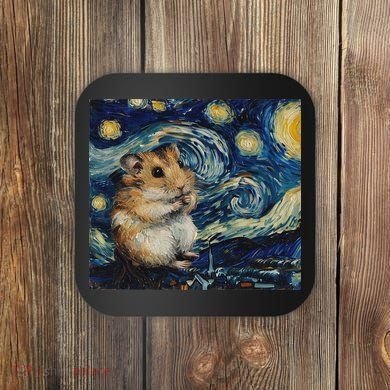 Hamster Van Gogh Style Starry Night Coaster