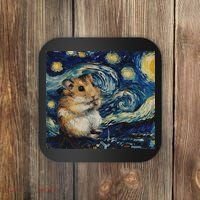 Hamster Van Gogh Style Starry Night Coaster thumb 0