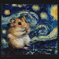 Hamster Van Gogh Style Starry Night Coaster thumb 2