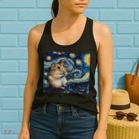 Hamster Van Gogh Style Starry Night Women's Tank Top thumb 2