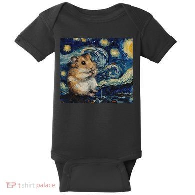 Hamster Van Gogh Style Starry Night Baby Bodysuit