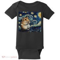 Hamster Van Gogh Style Starry Night Baby Bodysuit thumb 0