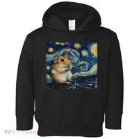 Hamster Van Gogh Style Starry Night Toddler Hoodie thumb 0
