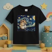 Hamster Van Gogh Style Starry Night Toddler T-Shirt thumb 3