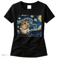 Hamster Van Gogh Style Starry Night Women's T-Shirt thumb 0