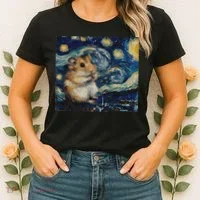 Hamster Van Gogh Style Starry Night Women's T-Shirt thumb 2