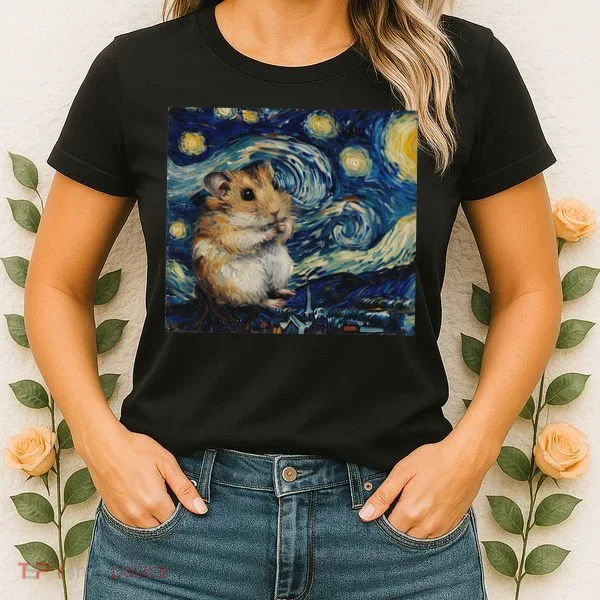 Hamster Van Gogh Style Starry Night Women's T-Shirt