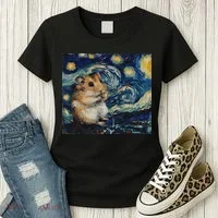 Hamster Van Gogh Style Starry Night Women's T-Shirt thumb 3