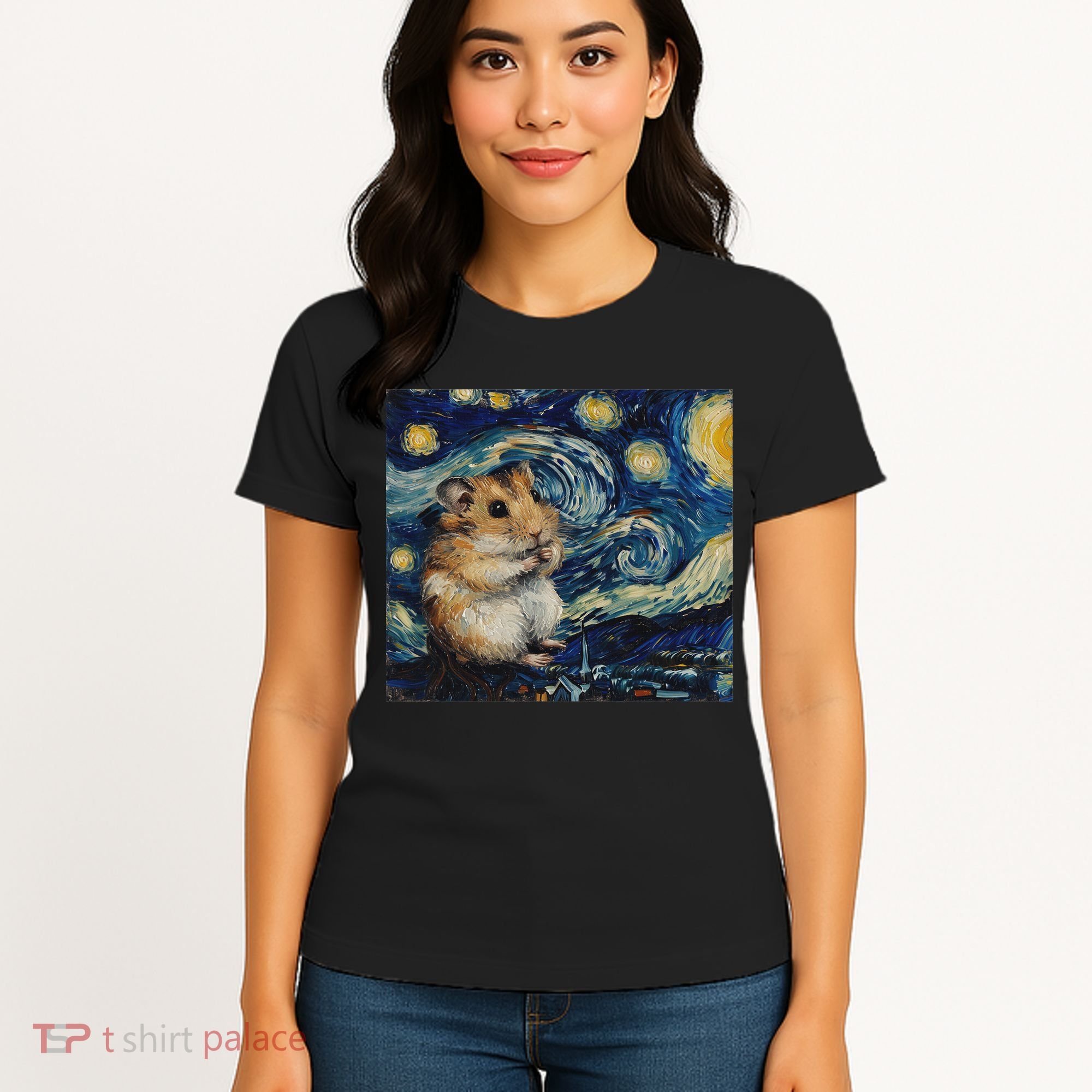 Hamster Van Gogh Style Starry Night Women's T-Shirt