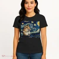 Hamster Van Gogh Style Starry Night Women's T-Shirt thumb 4