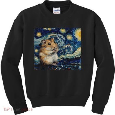 Hamster Van Gogh Style Starry Night Kids Sweatshirt