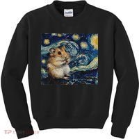Hamster Van Gogh Style Starry Night Kids Sweatshirt thumb 0