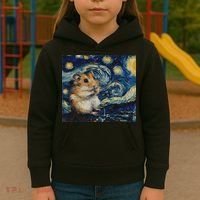 Hamster Van Gogh Style Starry Night Kids Hoodie thumb 3