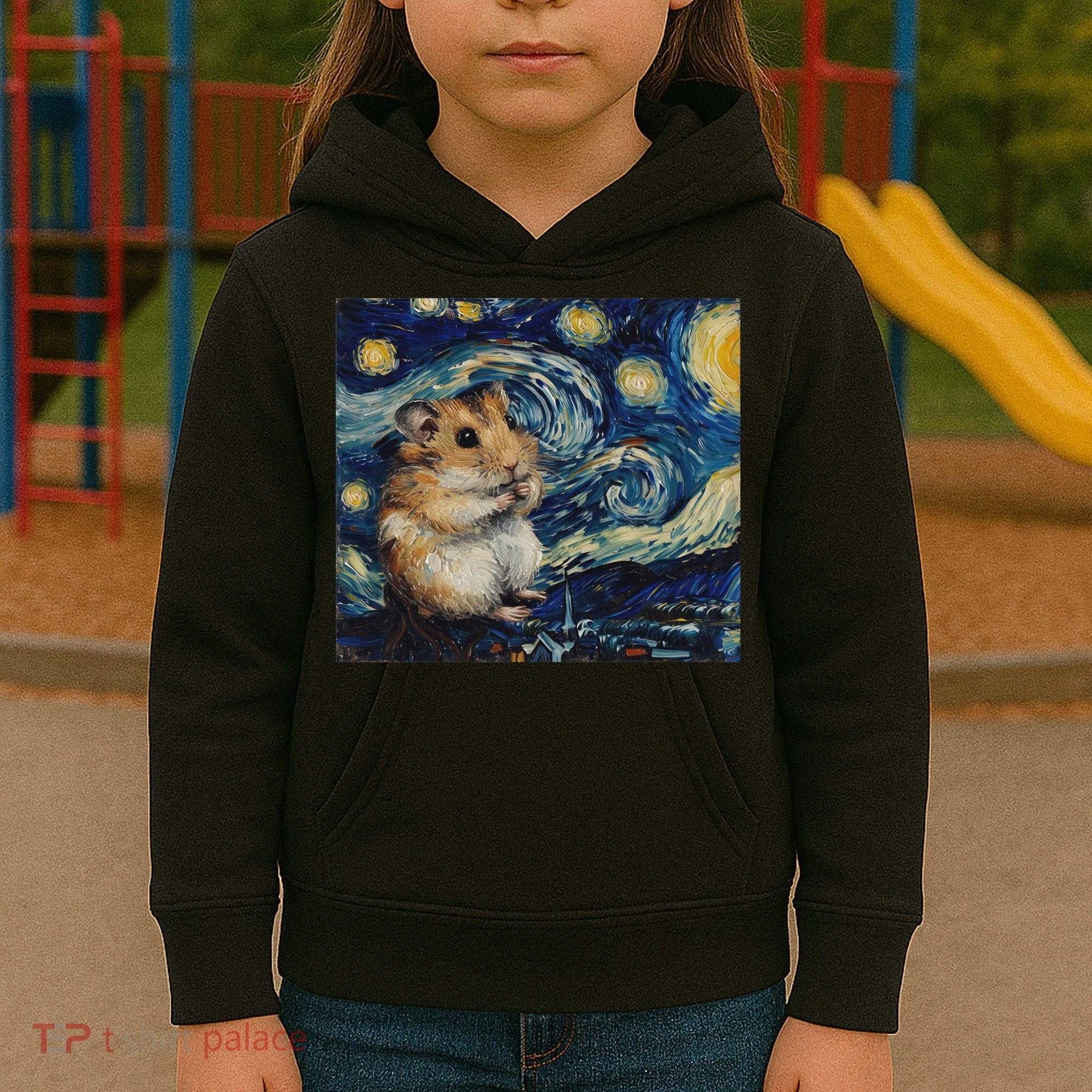 Hamster Van Gogh Style Starry Night Kids Hoodie