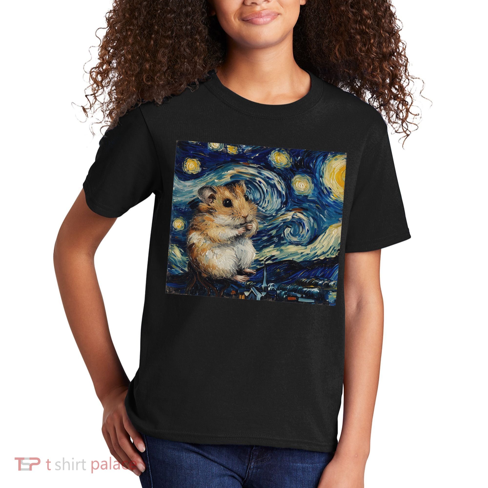 Hamster Van Gogh Style Starry Night Kids T-Shirt