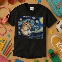 Hamster Van Gogh Style Starry Night Kids T-Shirt thumb 3