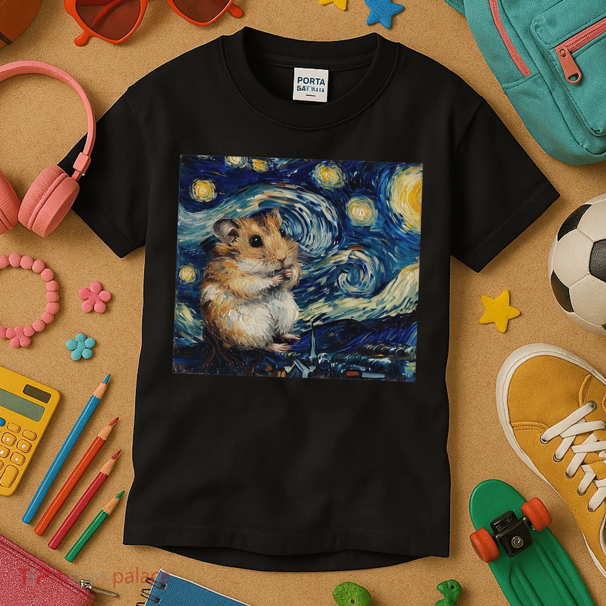 Hamster Van Gogh Style Starry Night Kids T-Shirt