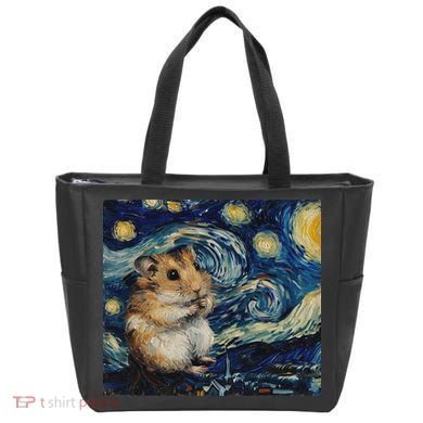 Hamster Van Gogh Style Starry Night Tote Bag