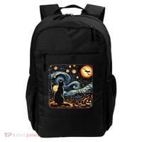Halloween Van Gogh Starry Night Black Cat Pumpkins Bats Backpack thumb 0