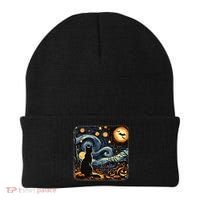 Halloween Van Gogh Starry Night Black Cat Pumpkins Bats Beanie thumb 0