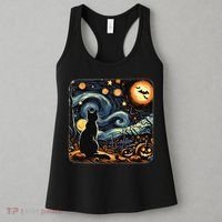Halloween Van Gogh Starry Night Black Cat Pumpkins Bats Women's Tank Top thumb 3
