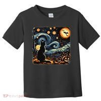 Halloween Van Gogh Starry Night Black Cat Pumpkins Bats Toddler T-Shirt thumb 0